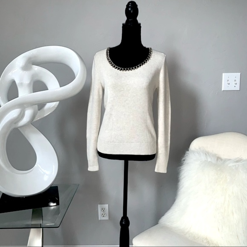 White House Black Market Chain Ribbed Sweater